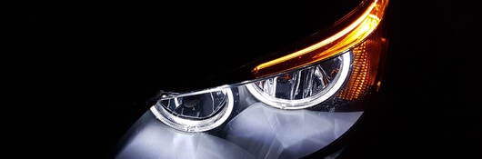 Illuminated headlight at night