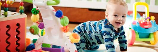 Baby crawling.