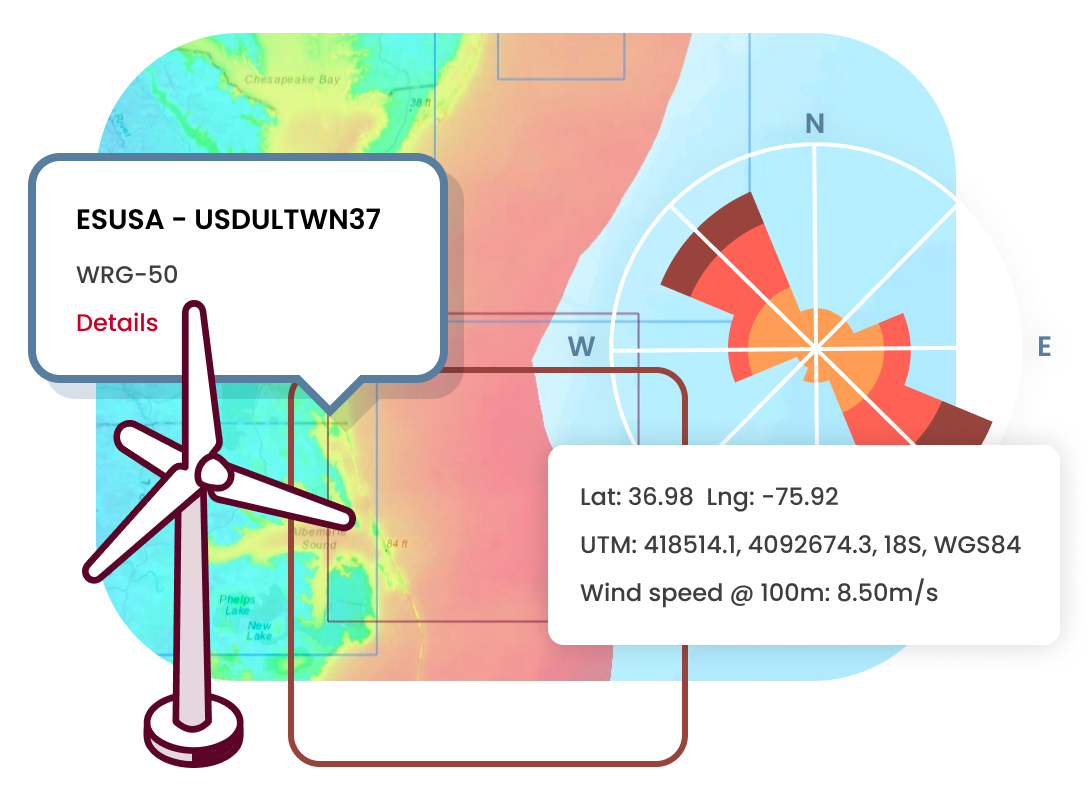 Graphic showing a sample wind map