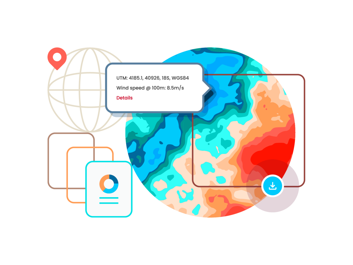 Graphical depiction showing the ability to download wind maps